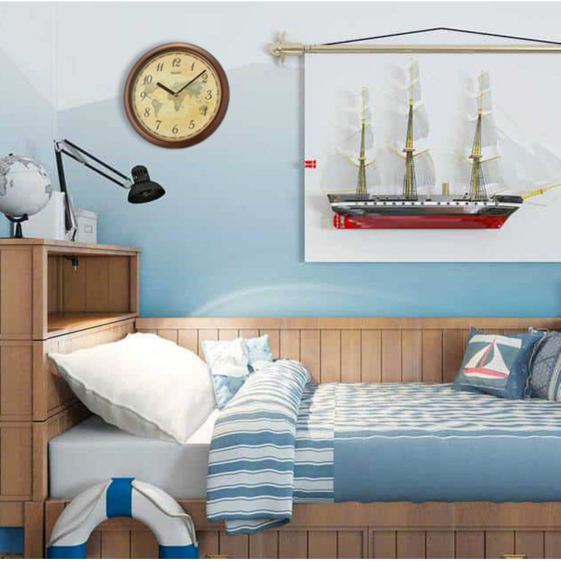 QHA006BLH Wall Clock, Metallic Brown