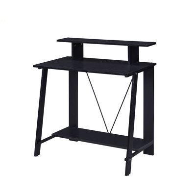 Bureau d'écriture noir avec tablette supérieure