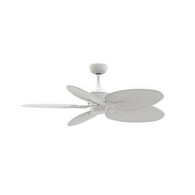 Islander DC 52 inch Indoor/Outdoor Ceiling Fan - Matte White with Matte White Narrow Oval Palm-Inspired Blades