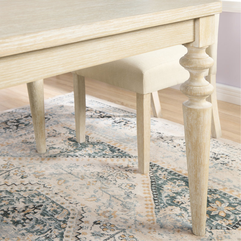Ensemble de salle à manger, meubles de salle à manger en bois, 7 pièces : table, 6 chaises, Bleu
