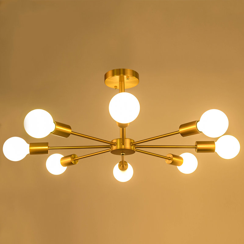 Plafonnier semi-encastré 8 lumières 23 po Wirtz, Or