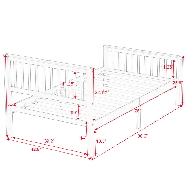 Twin Size Platform Bed with Headboard, Oak