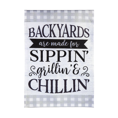 Drapeau de jardin en polyester 18 po x 13 po Sippin, Grillin, Chillin