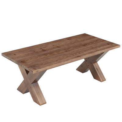 47" Rectangular Solid Wood Coffee Table with X-Shaped Legs for Living Room