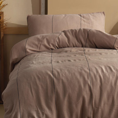 Ensemble de housse de couette 100% coton brun Lambdin