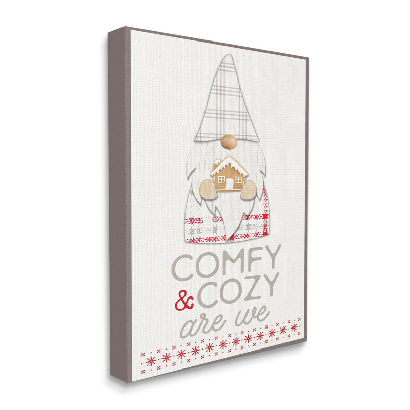 Gnome de Noël à carreaux rouge confortable et confortable, H 30 po x l 24 po, Toile tendue