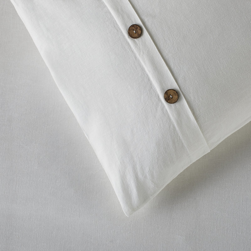 Farmhouse / Country Linen Blend No Duvet Cover, White, Queen Duvet Cover + 2 Shams