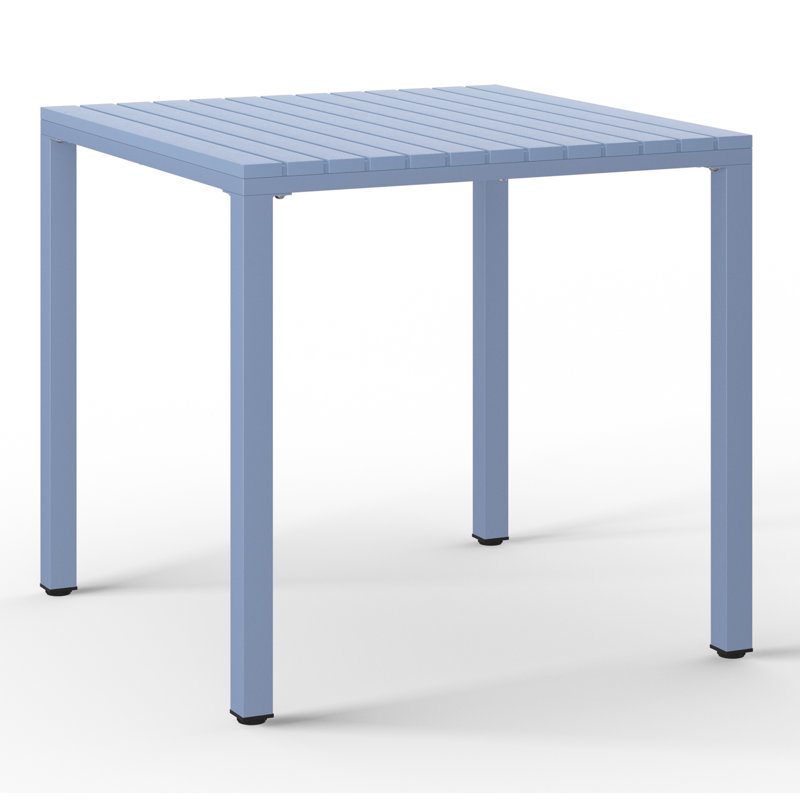 Table de salle à manger d'extérieur carrée 31,5 "avec structure en métal Jackqueline, Bleu français
