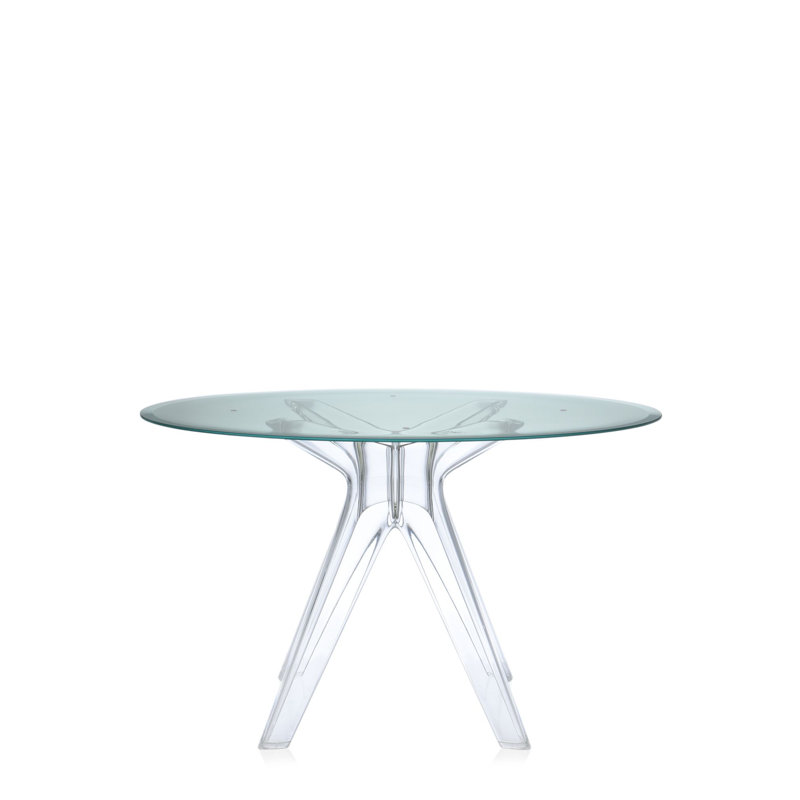 Sir Gio Round Glass Dining Table, Transparent, Green