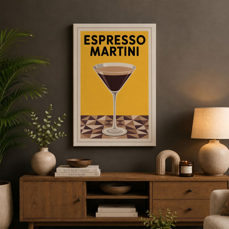 Espresso Martini Retro - Wrapped Canvas, 18x12 - 45.7 x 30.5 cm, Cream Border