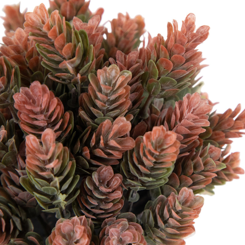 Rustic Brown and Green Faux Wild Flower Plant in Textured Pot