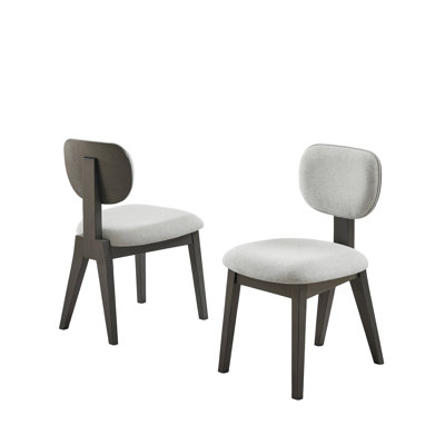 Valencia Set Of 2 Light Gray Fabric Upholstered Dining Chairs With Gray Wood Frame