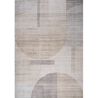 Rug Branch Elys 5' x 8' (5'3" x 7'7") Beige/Brown Geometric Area Rug, Contemporary, Medium Pile, Stain-Resistant Carpet - Living Room, Bedroom, Dining Room, and Kitchen