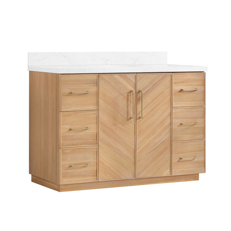 Hayter Single Bath Vanity in Acacia Classic Gray with White Grain Composite Stone Top, 48"