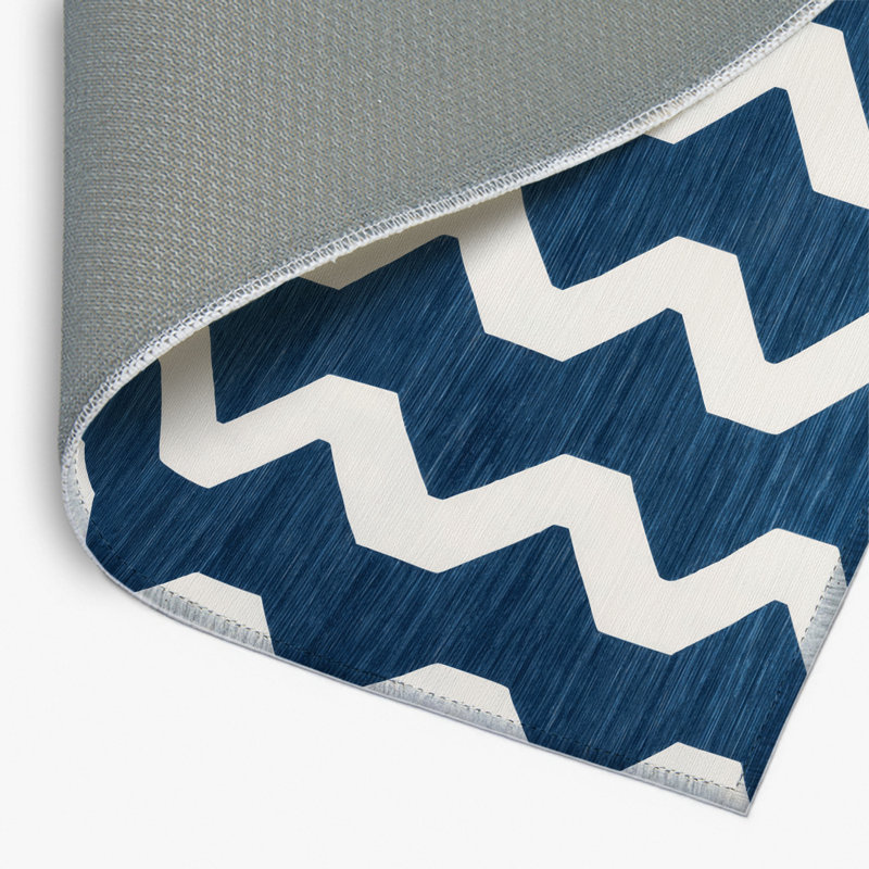 Checkered Blue Indoor and Outdoor Area Rug, Rectangle 2' x 3'