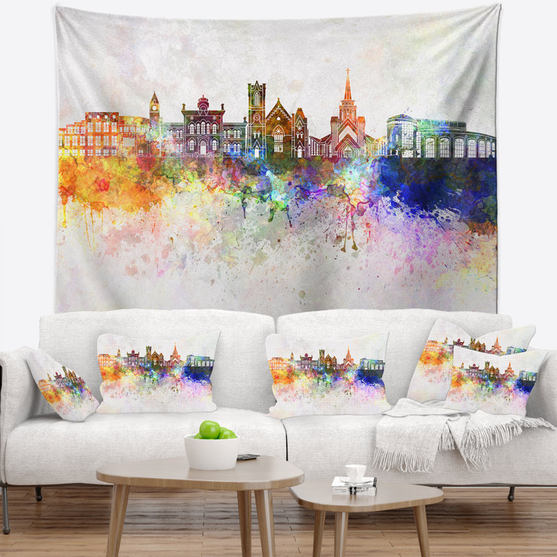 Tapisserie de paysage urbain coloré de la ville de Brampton, H 50 po x l 60 po