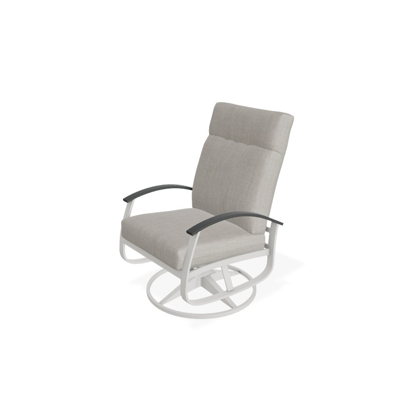 Belle Isle Outdoor Rocker Chair, Blue/White Stripe, Classic Graphite P30, Textured Snow
