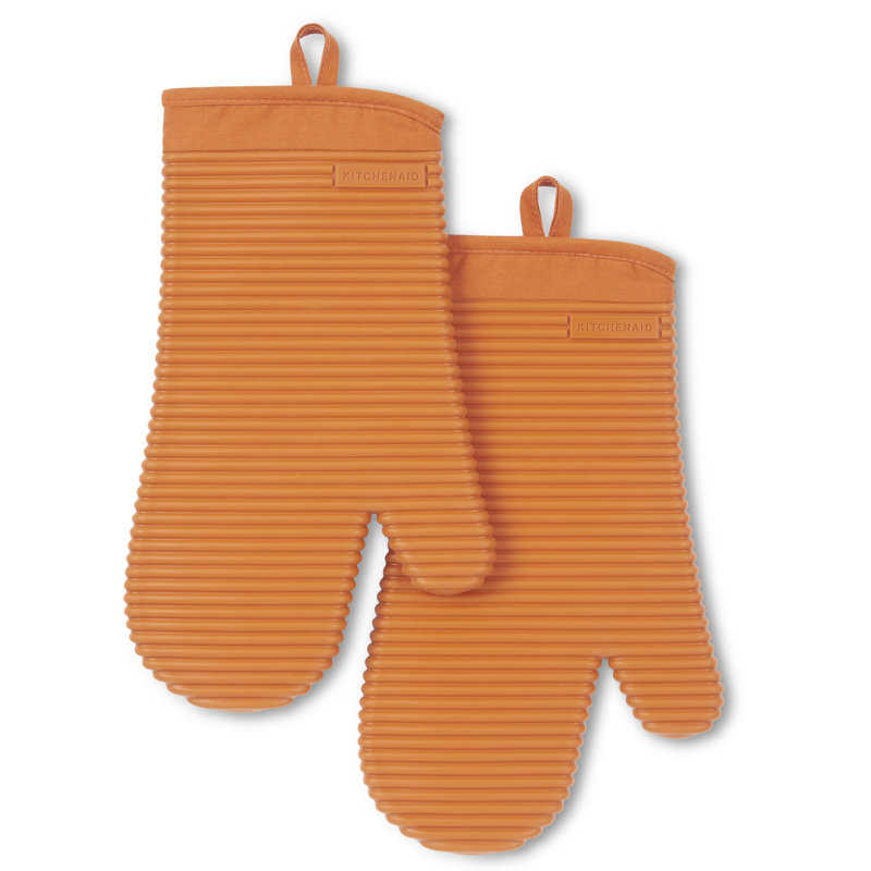 KitchenAid Ribbed Soft Silicone Oven Mitt, Orange