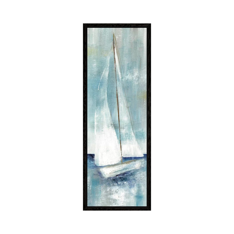 Simply Sailing II by Nan - Panoramic Painting on Canvas, Black Framed, 121.92 cm H x 40.64 cm W