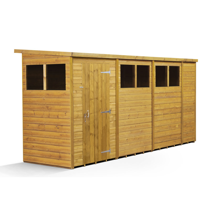 Modular Pent Garden Shed  14X4 With Windows