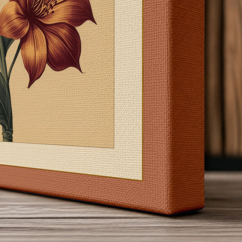 Terracotta Bloom Study Botanical - Wrapped Canvas, 30x20 - 76.2 x 50.8 cm, Terracotta Border
