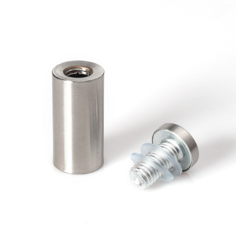Stainless Steel Standoff 3/4 Inch Diameter X 1-1/2 Inch Barrel Length Brushed Finish For PVC, Glass And Acrylic Sign Stand Off Wall Anchors And Screws 2 Piece Small Sign Pack_2MAMA