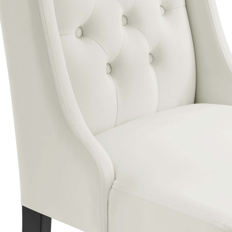 Elegance White Velvet Upholstered Side Chair with Solid Wood Frame