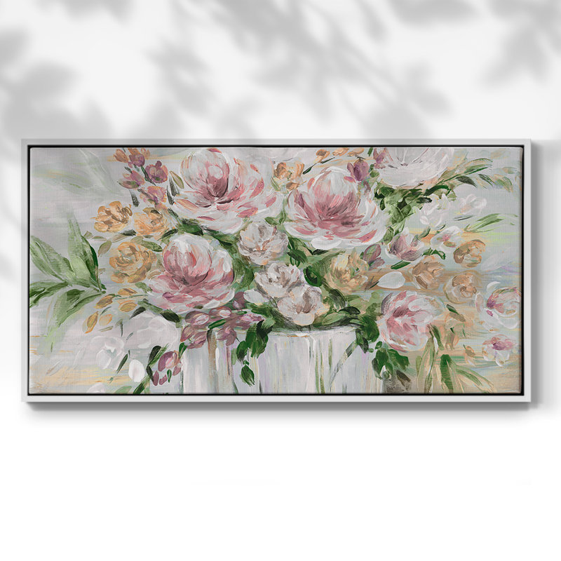 Soirée de printemps - Toile tendue avec châssis tendue, prête à accrocher, H 21 po x l 41 po, Blanc