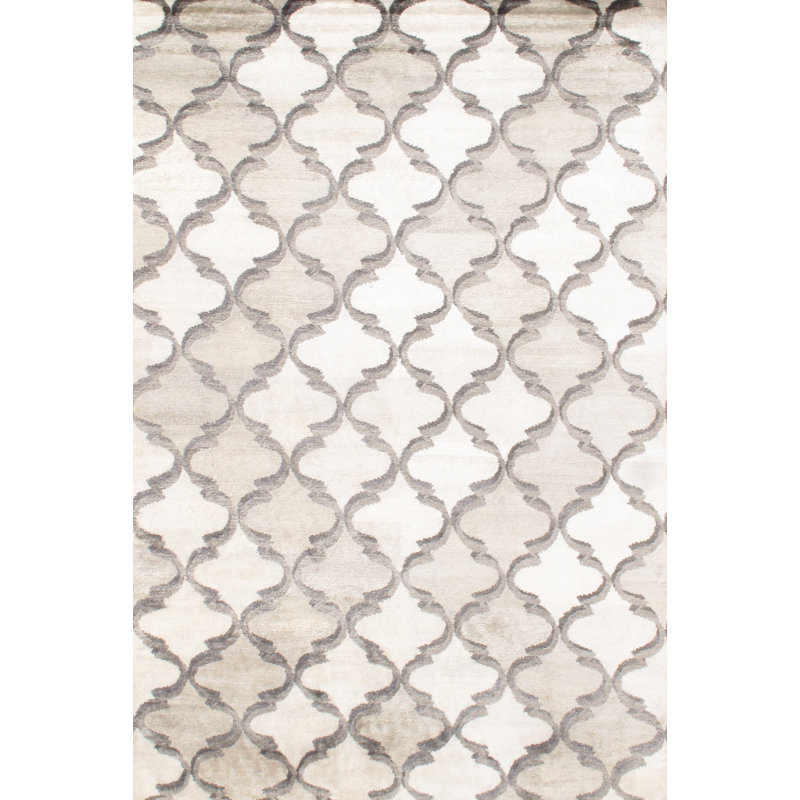 Hand Knotted Viscose Geometric Indoor Rug