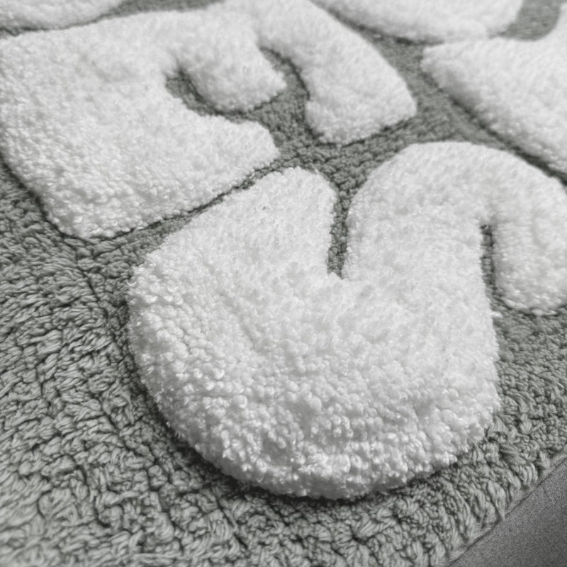 Good Vibes Slogan Bath Mat, Grey