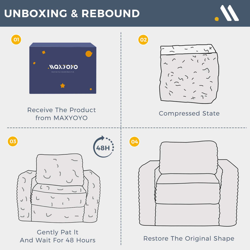 Medium Bean Bag Chair Floor Sofa, Beige Faux Fur
