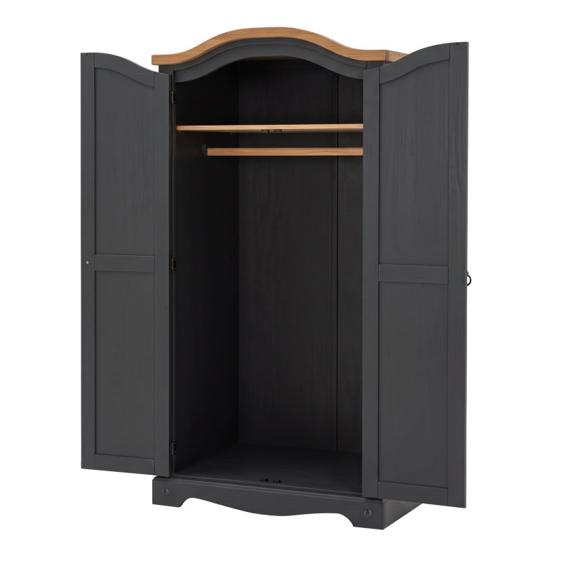 Corona Charcoal Grey 2 Door Arch Top Wardrobe