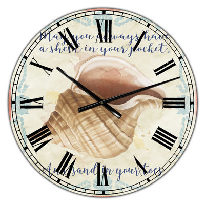 Horloge murale marine et côtière surdimensionnée Sea Shells-B