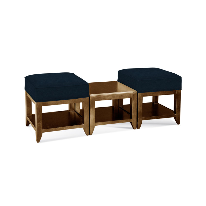 Elements Upholstered Cube Ottoman, Basic Navy; 0317-61, Havana