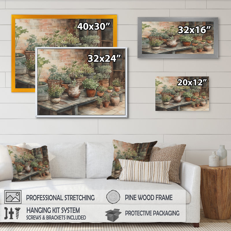 Saahin Cottage balcon Garden II sur toile, Cadre photo noir, H 12 po x l 20 po x P 1 po