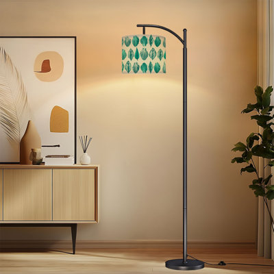 Lampe sur pied à arc avec abat-jour réglable Botanical Leaf