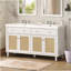 Meuble-lavabo de salle de bain avec double lavabo, grand rangement, fonctionnement en douceur, pieds robustes et boutons fonctionnels pour les salles de bain modernes-123662806