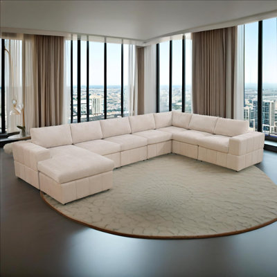 Corduroy 6 Seater Modular Sectional Sofa