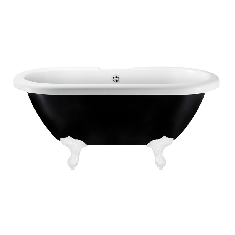 Baignoire de trempage sur pieds 59 po., Blanc brillant, Blanc brillant