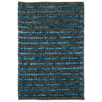 Ferrera Striped Handwoven Dark Blue Rug