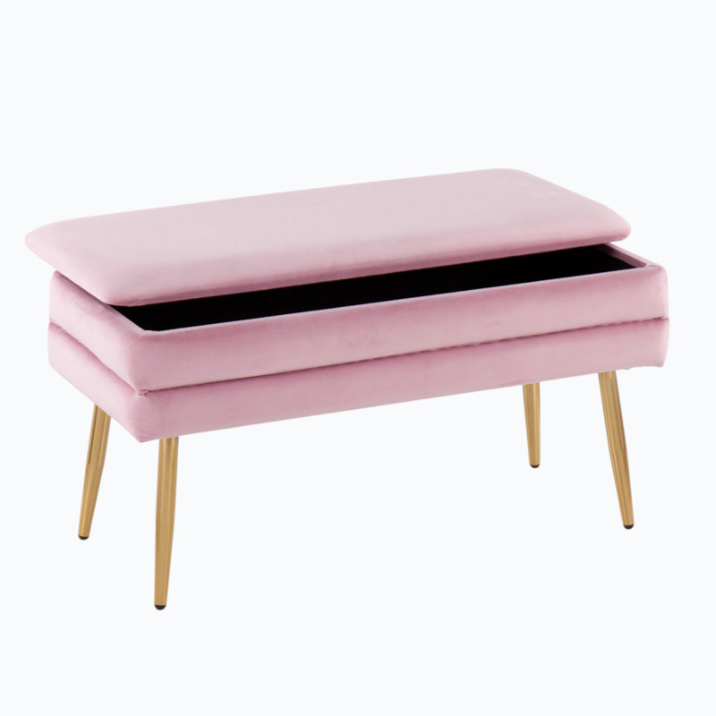 Banc de rangement en velours Agostino, Rose