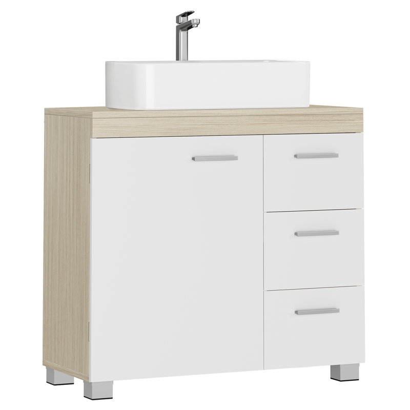 70mm Single Bathroom Vanity with Basin, Sonoma Oak/White