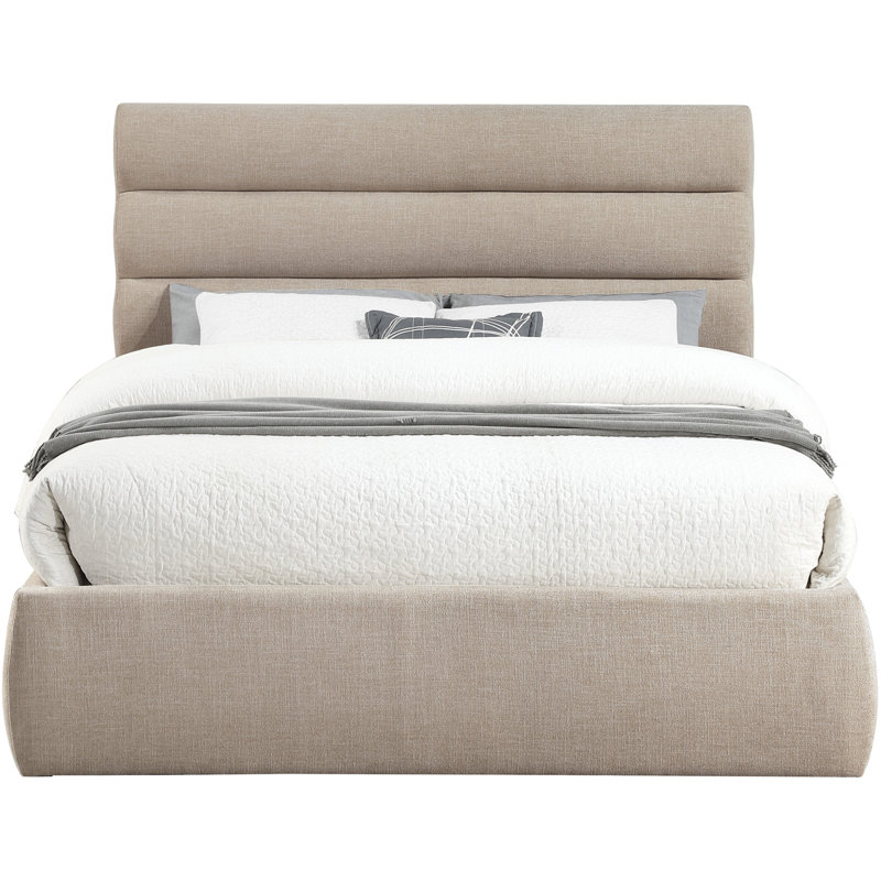 Lit en tissu Adam, Grand, Beige Linen Textured Fabric
