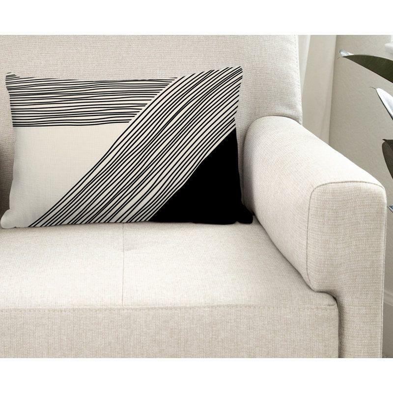 Coussin Cassie, H 14 po x l 20 po, Crème / Noir