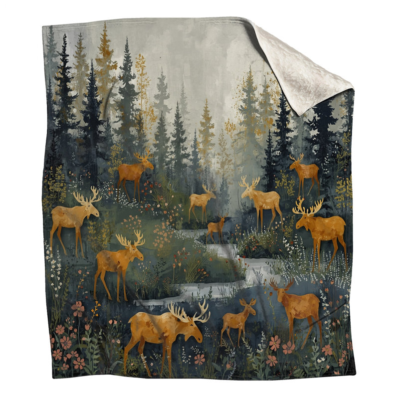 Couvertures Moose Forest, L 50 po x H 60 po