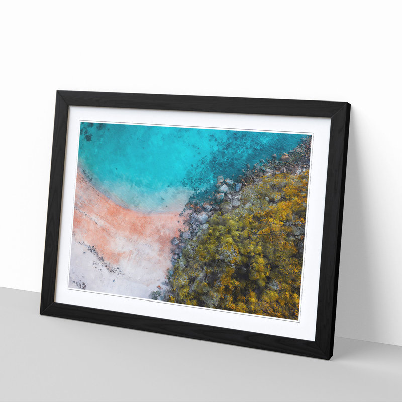 A Beach in Sydney Australia 1 Piece Single Picture Frame Painting on MDF, 45cm H x 63cm W x 2cm D, Black