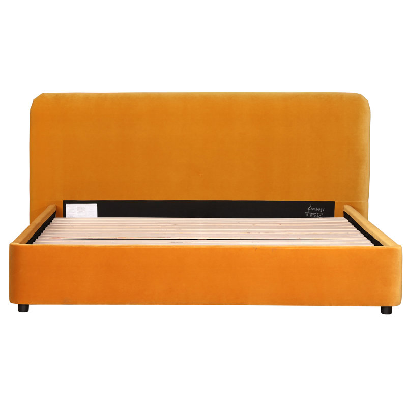 Crosby Upholstered Low Profile Platform Bed, Beige Basketweave, Queen