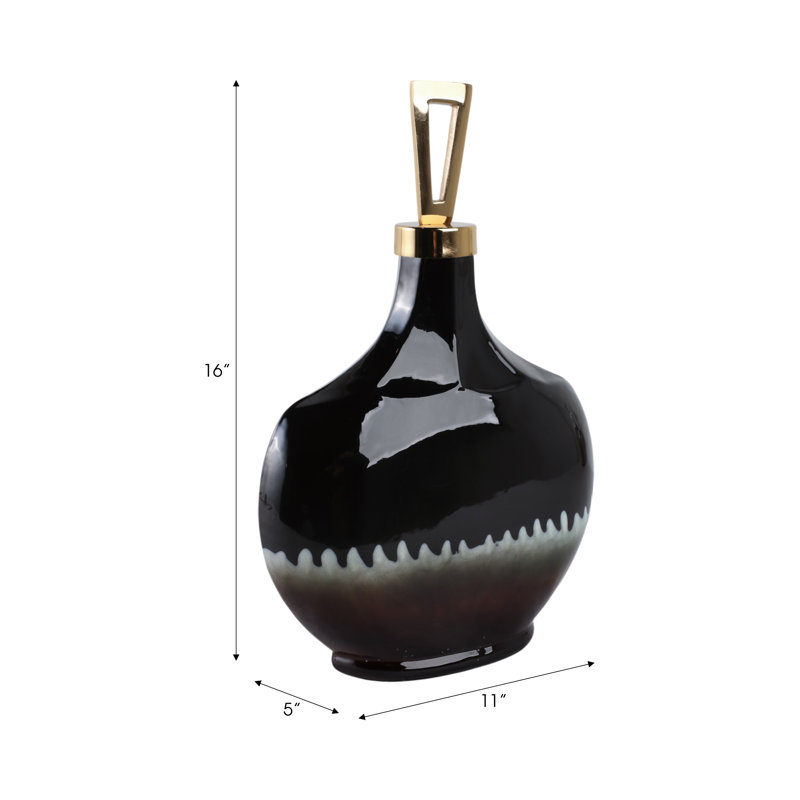 Sagebrook Home 16" Oliver Small Glass Bottle, 16" H x 11" W x 5" D