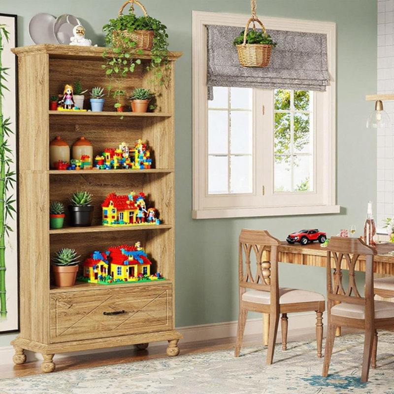 Bookcase with Drawer Storage, Natural
