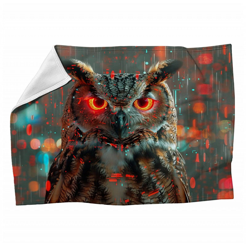 Cyber Owl Birds Machine Printed Throw Blanket, Throw